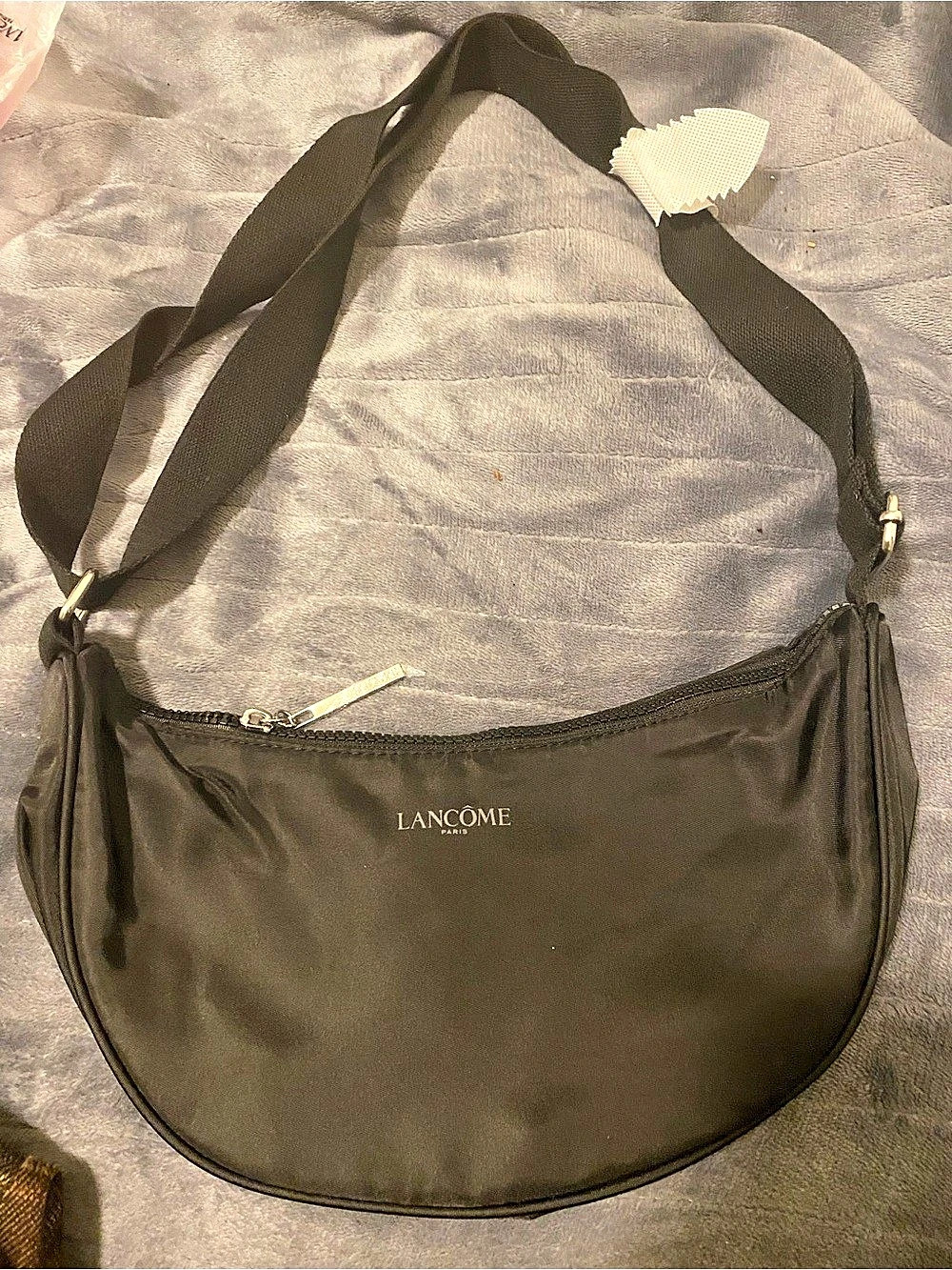 Lancôme Black Recycled Nylon Crescent Crossbody Bag